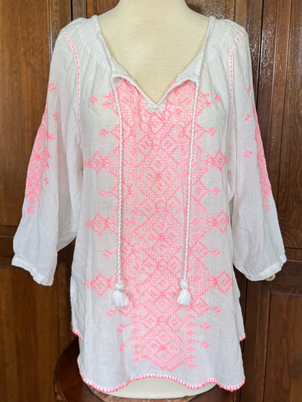 Anthropologie Maeve Peasant Blouse White Relaxed Bohemian Festival Coastal M